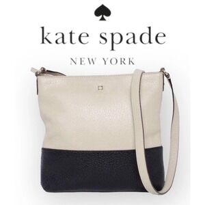 Kate Spade South Port Cora Black /cream Pebble Leather Bag